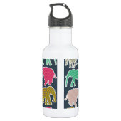 Colorful Elephants, Pattern Of Elephants, Zigzag Edelstahlflasche (Rückseite)