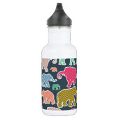 Colorful Elephants, Pattern Of Elephants, Zigzag Edelstahlflasche (Rechts)