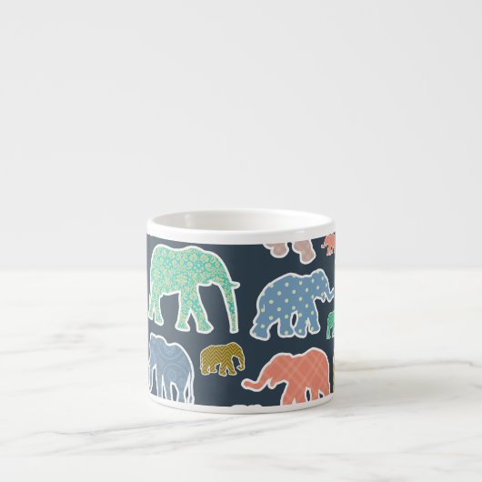 Colorful Elephants, Pattern Of Elephants, Zigzag Espressotasse (Vorderseite)