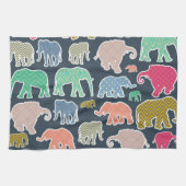 Colorful Elephants, Pattern Of Elephants, Zigzag Geschirrtuch (Horizontal)