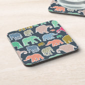Colorful Elephants, Pattern Of Elephants, Zigzag Getränkeuntersetzer (Linke Seite)