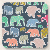 Colorful Elephants, Pattern Of Elephants, Zigzag Getränkeuntersetzer (Vorderseite)