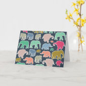 Colorful Elephants, Pattern Of Elephants, Zigzag Karte (Gelbe Blume)