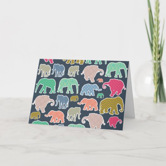 Colorful Elephants, Pattern Of Elephants, Zigzag Karte (Vorderseite)