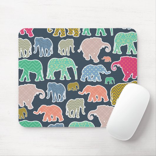 Colorful Elephants, Pattern Of Elephants, Zigzag Mousepad (Mit Mouse)