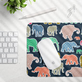 Colorful Elephants, Pattern Of Elephants, Zigzag Mousepad