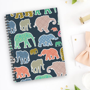 Colorful Elephants, Pattern Of Elephants, Zigzag Notizblock