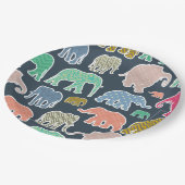 Colorful Elephants, Pattern Of Elephants, Zigzag Pappteller (Schrägansicht)