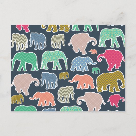 Colorful Elephants, Pattern Of Elephants, Zigzag Postkarte (Vorderseite)
