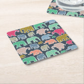 Colorful Elephants, Pattern Of Elephants, Zigzag Rechteckiger Pappuntersetzer (angewinkelt)