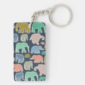 Colorful Elephants, Pattern Of Elephants, Zigzag Schlüsselanhänger (Rückseite)