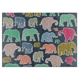 Colorful Elephants, Pattern Of Elephants, Zigzag Schneidebrett