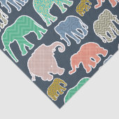 Colorful Elephants, Pattern Of Elephants, Zigzag Seidenpapier (Ausschnitt)