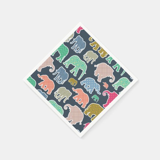 Colorful Elephants, Pattern Of Elephants, Zigzag Serviette (Ecke)
