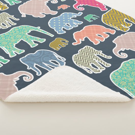 Colorful Elephants, Pattern Of Elephants, Zigzag Sherpadecke (3/4)