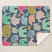 Colorful Elephants, Pattern Of Elephants, Zigzag Sherpadecke (Vorderseite (Horizontal))