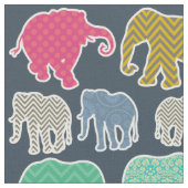 Colorful Elephants, Pattern Of Elephants, Zigzag Stoff (Nahaufnahme)