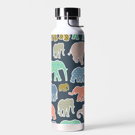 Colorful Elephants, Pattern Of Elephants, Zigzag Trinkflasche (Links)