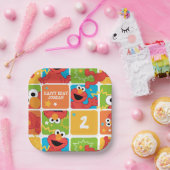 Colorful Elmo Grid Pattern Pappteller (Party)