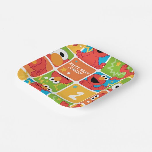 Colorful Elmo Grid Pattern Pappteller (Gewinkelt)
