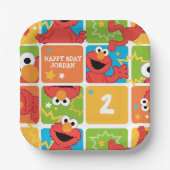 Colorful Elmo Grid Pattern Pappteller (Vorderseite)