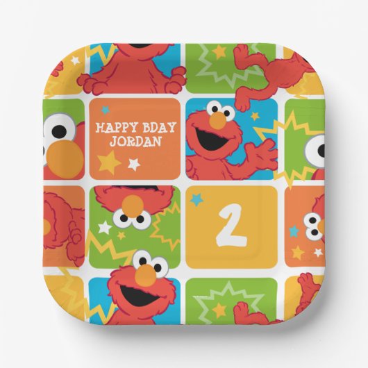 Colorful Elmo Grid Pattern Pappteller (Vorderseite)