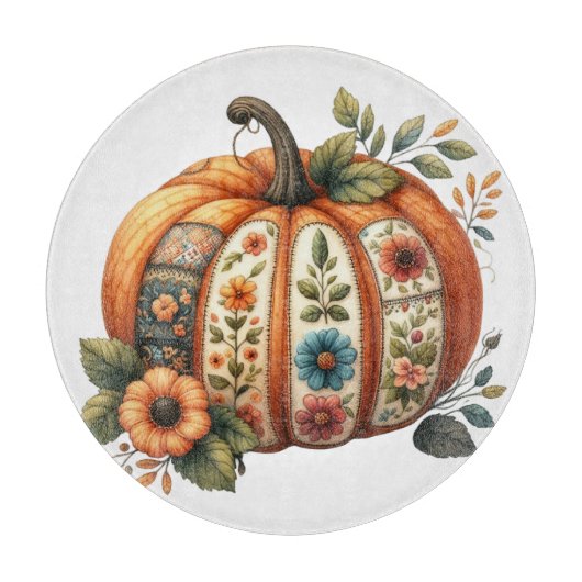 COLORFUL EMBROIDERY LOOK FALL PUMPKIN SCHNEIDEBRETT (Vorderseite)