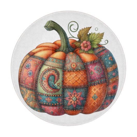 COLORFUL EMBROIDERY LOOK FALL PUMPKIN SCHNEIDEBRETT (Vorderseite)