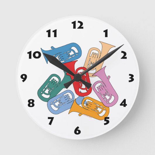 Colorful Euphonium Runde Wanduhr (Vorderseite)