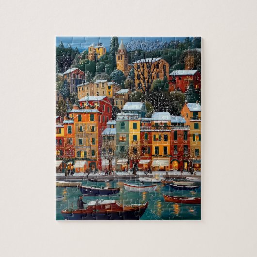 Colorful European Village Puzzle – Winter holiday (Vertikal)