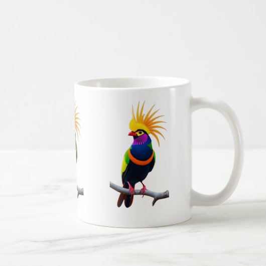 Colorful Exotic Bird Art – Vibrant Fantasy Wildlif Kaffeetasse (Rechts)