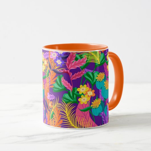 Colorful Exotic Floral Pattern-23148 Tasse (VorderseiteRechts)