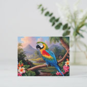 Colorful Exotic Parrot Bird on the Branch Postkarte (Stehend Vorderseite)