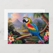 Colorful Exotic Parrot Bird on the Branch Postkarte (Vorne/Hinten)