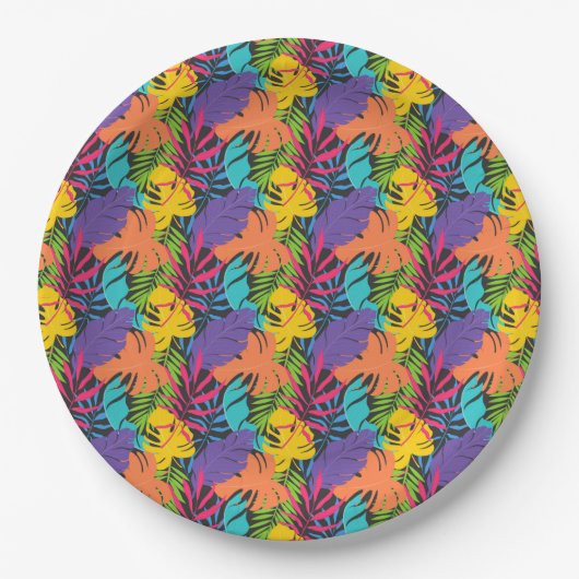 Colorful Exotic Tropical Leaves Pattern-23190 Pappteller (Vorderseite)