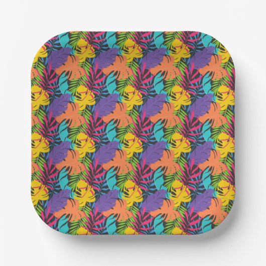 Colorful Exotic Tropical Leaves Pattern-23190 Pappteller (Vorderseite)