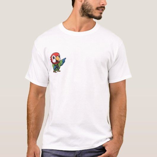 Colorful Explorer Parrot Holding Binoculars T-Shirt (Vorderseite)