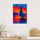Colorful Expressionist Duck Sunset Wall Art Poster (Küche)