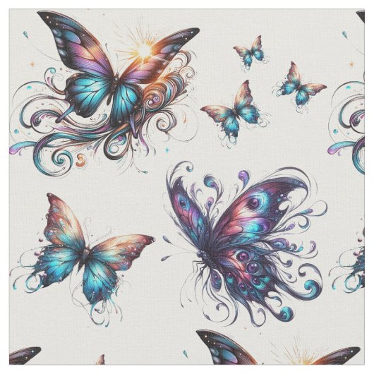 Colorful fabric with butterfly pattern stoff (Nahaufnahme)