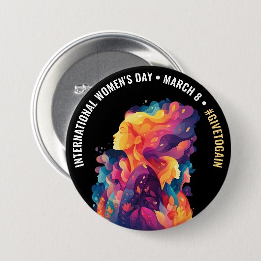 Colorful Faces Abstract Women's Day | IWD Button (Vorne & Hinten)