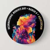 Colorful Faces Abstract Women's Day | IWD Button (Vorderseite)