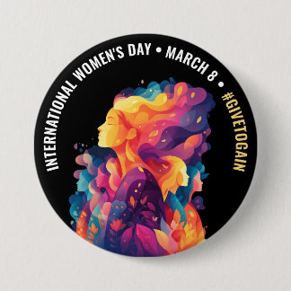 Colorful Faces Abstract Women's Day | IWD Button
