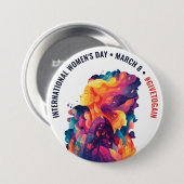 Colorful Faces Abstract Women's Day | IWD Button (Vorne & Hinten)