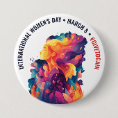 Colorful Faces Abstract Women's Day | IWD Button (Vorderseite)