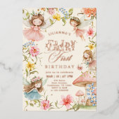 Colorful Fairy First Birthday Enchanted garden Folieneinladung (Vorderseite)