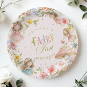 Colorful Fairy First Birthday Enchanted garden Pappteller