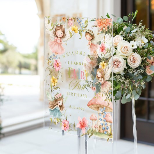 Colorful Fairy First Birthday Enchanted Welcome Acrylschild