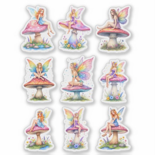 Colorful Fairy Scrapbook Paper Cutouts Aufkleber (Vorderseite)