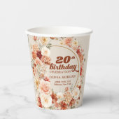 Colorful fall floral sage rusty 20th birthday  pappbecher (Vorderseite)