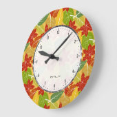 Colorful Fall Leafs Pattern Große Wanduhr (Winkel)